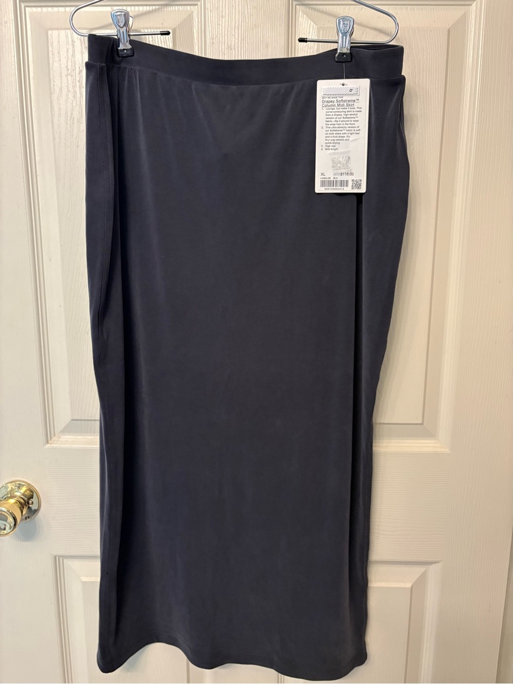 NWT Lululemon Softstreme Drapey Column Midi Skirt High Rise Pull-On XL $118